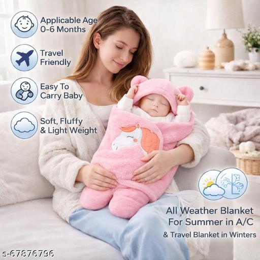 BRANDONN New Born Supersoft Wearable Designer Baby boys, Baby Girls Baby Blanket For Babies - M Y V E L O R A