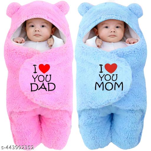 Brandonn Baby Blankets Newborn Combo Pack of Hooded Wearable Swaddle Wrapper For Baby Boys and Baby Girls Pack of 2 Pcs.  - M Y V E L O R A