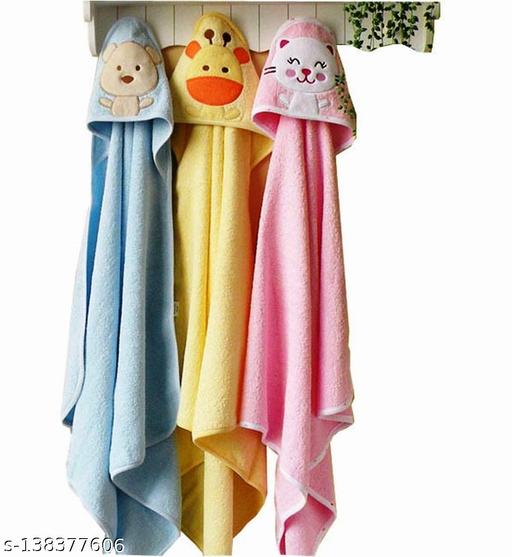 New Born Baby Bath Towel All Season Soft Hooded Wrapper Blanket Unisex Pack of 3 - M Y V E L O R A