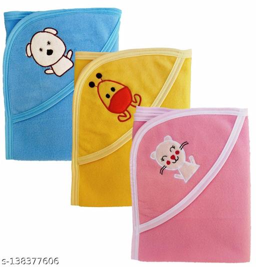 New Born Baby Bath Towel All Season Soft Hooded Wrapper Blanket Unisex Pack of 3 - M Y V E L O R A