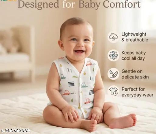 Premium Muslin Baby Jablas | Soft Cotton Sleeveless Dress| Unisex Product| Assorted Design Pack Of 5 - Velora online store 