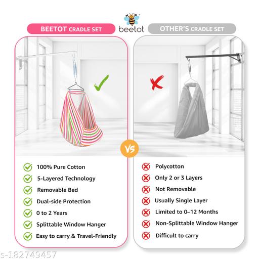 New Born Baby Cradle Jhula | New Born Baby Jhula With Bed Cradle, Mosquito Net, Triangle Hanger and Metal Window Hanger| Weight Capacity upto 20kg - Velora online store 