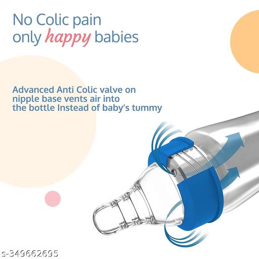 Anti-Colic Slim/Regular Neck Essential Baby Feeding Bottle, 250ml (Pack of 2), New Born/Infants/Toddler Upto 3 Years, Jungle Tales & Wild Flowers, BPA Free,Blue - Velora online store 