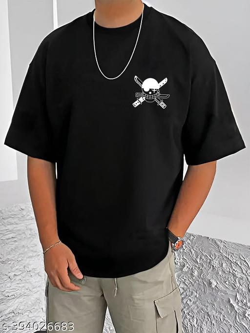 SCOTT FINCHER mens black cotton graphic printed oversized t shirt | oversized t shirt | oversized t shirt for mens | anime oversized t shirt | one piece t shirt anime | over size t shirt for men anime - Velora online store 