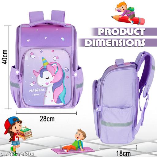 Purple Unicorn School bag for Kids Girls Stylish Large Capacity Backpack Durable Waterproof Back Pack for Kids 6-12 Years - Velora online store 