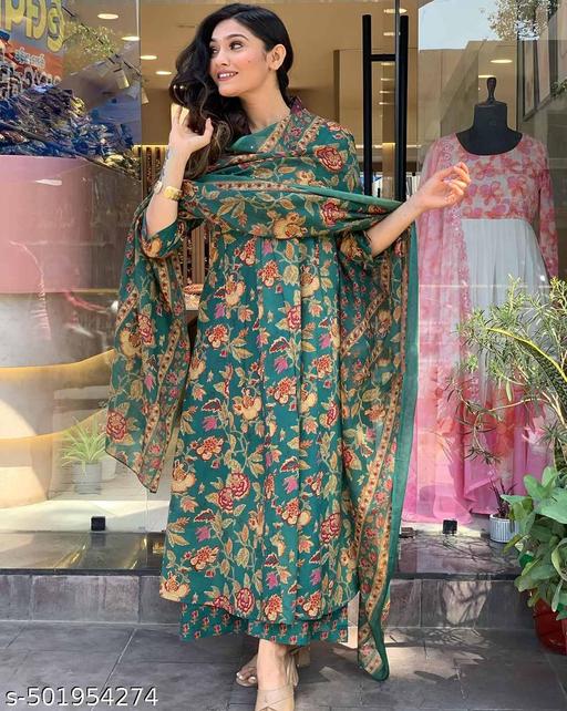 cotton reyon women kurti pallazo dupatta set - Velora online store 