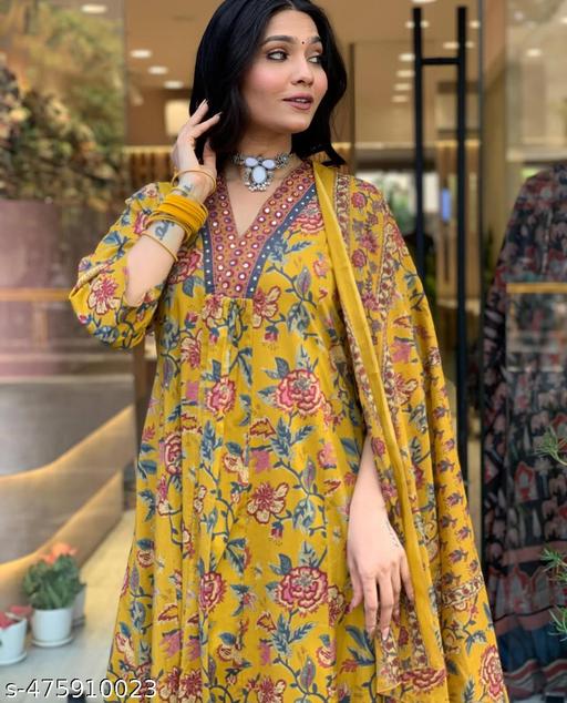 Yellow Kurta Plazo Dupatta - Velora online store 