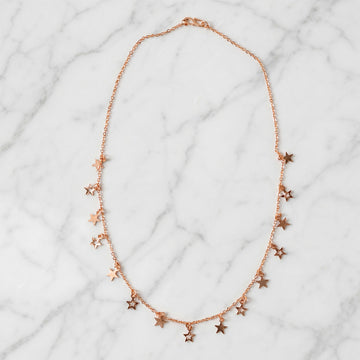 Rose Gold-Plated Dangling Star Charm Tanmaniya Necklace for Women & Girls Gifting - Velora online store 