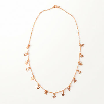 Rose Gold-Plated Dangling Star Charm Tanmaniya Necklace for Women & Girls Gifting - Velora online store 