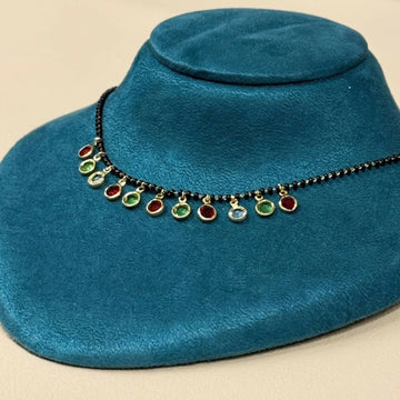 Colorful Stone Beaded Black Chain Necklace – Bold Luxury Statement Jewelry - Velora online store 