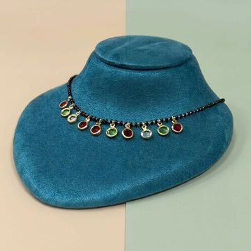 Colorful Stone Beaded Black Chain Necklace – Bold Luxury Statement Jewelry - Velora online store 