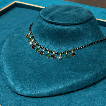 Colorful Stone Beaded Black Chain Necklace – Bold Luxury Statement Jewelry - Velora online store 