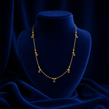Gold-Plated Triangle CZ & Bead Dangle Dainty Chain Necklace for Women & Girls Gift - Velora online store 