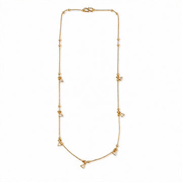 Gold-Plated Triangle CZ & Bead Dangle Dainty Chain Necklace for Women & Girls Gift - Velora online store 