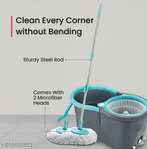 Gamma with 360° Spinner 2 Microfiber heads & Twin Bucket Mop Set (Grey, Blue) - Velora online store 