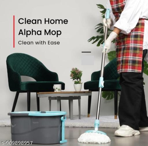 Gamma with 360° Spinner 2 Microfiber heads & Twin Bucket Mop Set (Grey, Blue) - Velora online store 