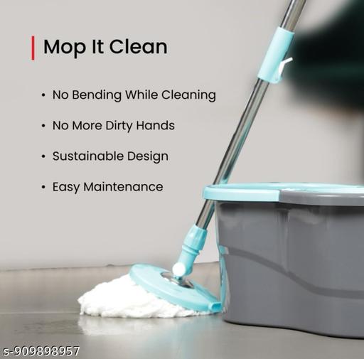 Gamma with 360° Spinner 2 Microfiber heads & Twin Bucket Mop Set (Grey, Blue) - Velora online store 