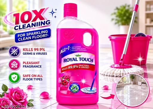 Royal Touch All-in-1 Floor Cleaner Liquid, Disinfectant Surface Cleaner with Rose Fragrance, Kills 99.9% Germs & Viruses, 10X Cleaning Power, 500 ml Bottle for Home Hygiene - Velora online store 
