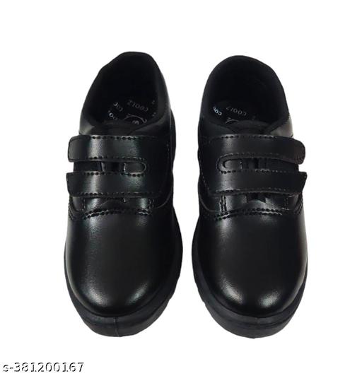 Unisex Kids Black Formal School Uniform Shoes Deluxe Velcro - Velora online store 