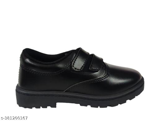 Unisex Kids Black Formal School Uniform Shoes Deluxe Velcro - Velora online store 