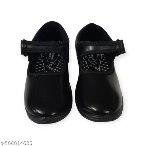 Girls Uniform School Shoes Ankle Deluxe Velcro Black for all ages - Velora online store 