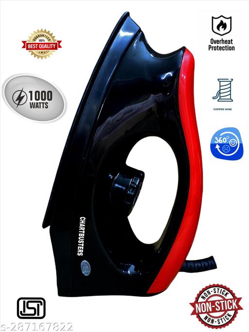 Iron Press 100% premium Quality Non-stick Coated Dry Iron With LED Indicator 750 W Dry Iron  (Red, Black) - Velora online store 