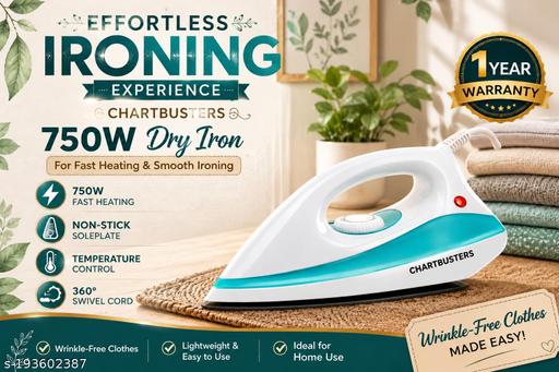 750W Dry Iron for Clothes | Fast Heating | Non Stick Soleplate | Temperature Control | Lightweight Electric Press Iron for Home Use - Velora online store 