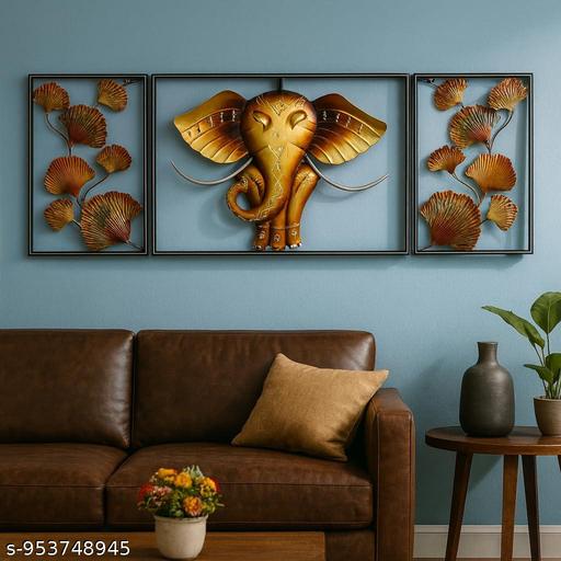 Premium Golden Elephant Wall Hanging Decor | Designer Metal Wall Art for Luxury Interiors - Velora online store 