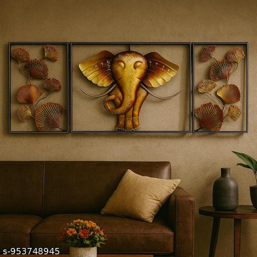 Premium Golden Elephant Wall Hanging Decor | Designer Metal Wall Art for Luxury Interiors - Velora online store 
