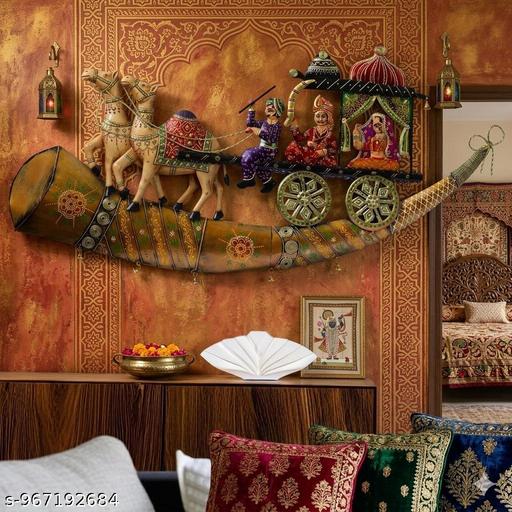 Handcrafted Rajasthani Bhopu Metal Wall Hanging Traditional Decorative Art Piece Decorative Showpiece 17*37 inch - Velora online store 
