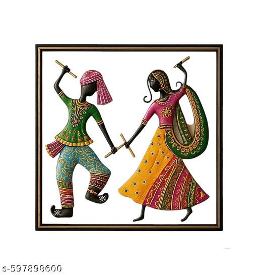 Royal Craft Traditional Hand-Painted Iron Wall Hanging – Dancing Couple Design Home & Office Décor (30x33 cm) - Velora online store 