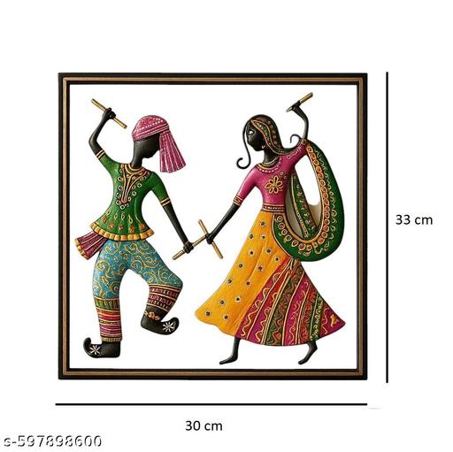 Royal Craft Traditional Hand-Painted Iron Wall Hanging – Dancing Couple Design Home & Office Décor (30x33 cm) - Velora online store 
