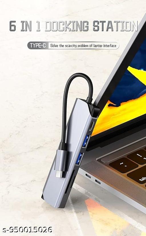 High-Speed 6-Port USB-C Hub: 87W PD Charging, 4K HDMI Video, Dual SD/TF Reader, 24cm Cable - Velora online store 