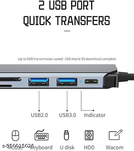 High-Speed 6-Port USB-C Hub: 87W PD Charging, 4K HDMI Video, Dual SD/TF Reader, 24cm Cable - Velora online store 