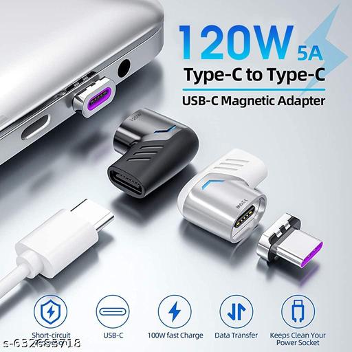 Type C Adapter Right Angle Magnetic 90 Degree Connector with PD 120W Fast Charging and 480Mbps Data Transfer - Velora online store 