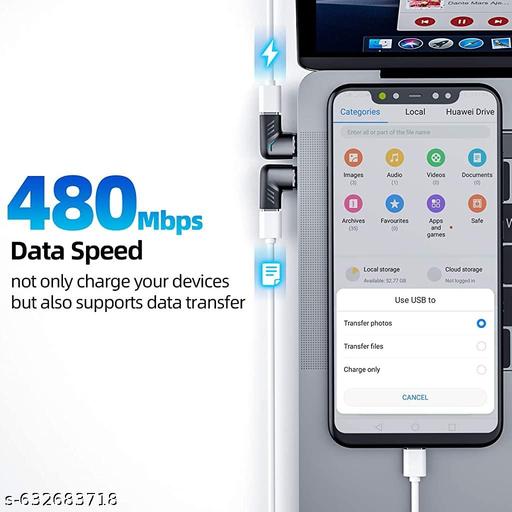 Type C Adapter Right Angle Magnetic 90 Degree Connector with PD 120W Fast Charging and 480Mbps Data Transfer - Velora online store 