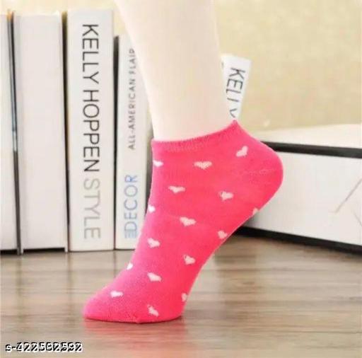 kds industries 5 pairs Ankle length cotton socks for girls and women with stylish designs and colors - Velora online store 
