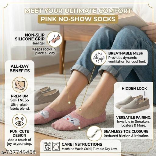 No Show Socks for Women (Pack of 4) – Cute Pink Loafer No Show Liner Socks for Summer, Ladies Socks Combo, Short Jurab, Choti Moje for Girls & Women, Choti Jurab & Moje for Summer - Velora online store 