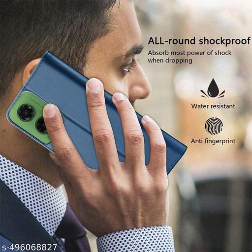  Motorola G35 5G Back Cover Inside TPU with Card Pocket Wallet Stand/ Shock Proof Complete Protection Flip Case----Blue - Velora online store 