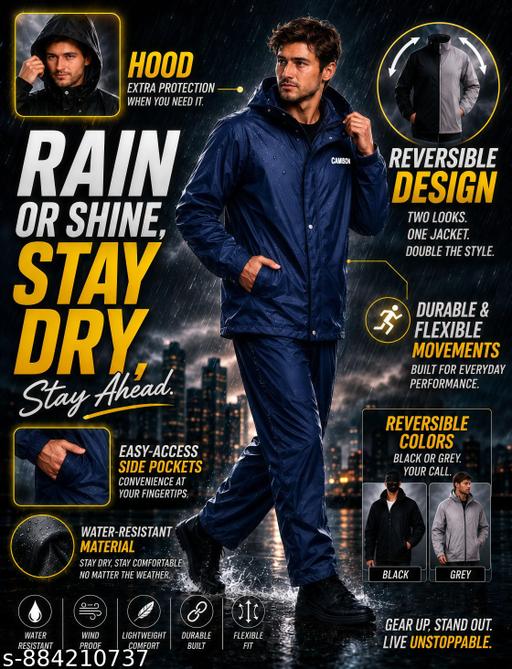 CAMISON Zenvor Waterproof Reversible Raincoat for Men  - Velora online store 