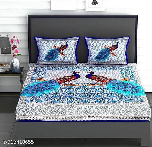 160 Tc Pure cotton Double bed bedsheet with 2 pillow cover (Combo of decorative and lowest price) - Velora online store 