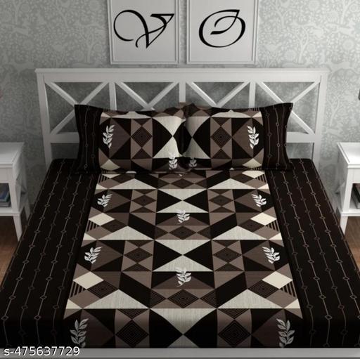 Elastic Fitted Glace-Cotton Bedsheets For Double Bed With 2 Pillow Covers - Velora online store 