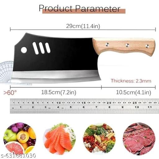 Clickoria Stainless Steel Knife Kitchen Knife Set, High Black Coated Chef Knife Non Slip Triple Rivet Strong Handle, Kitchen Cutting Knives Set for Cooking, Cutting, Slicing (Pack of 1) - Velora online store 