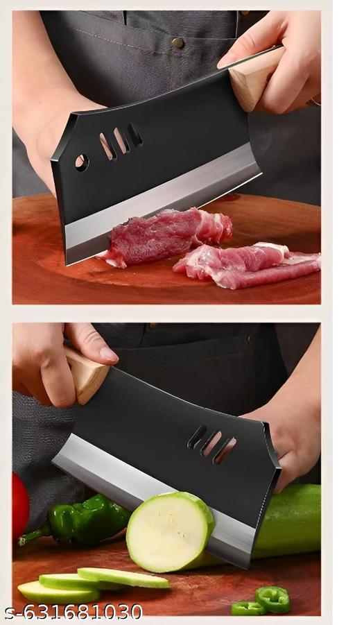 Clickoria Stainless Steel Knife Kitchen Knife Set, High Black Coated Chef Knife Non Slip Triple Rivet Strong Handle, Kitchen Cutting Knives Set for Cooking, Cutting, Slicing (Pack of 1) - Velora online store 