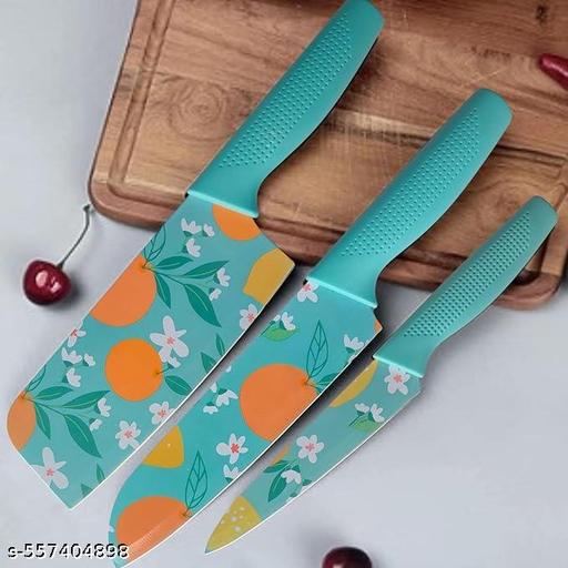 Stainless Steel 3 Pieces Professional Kitchen Knife Set/Meat Knife/Chef Knife with Non-Slip Handle Sharp Manual Sharpening for Home Kitchen/High Blue kitchen knife set  Durable professional chef knives Durable Stainless Steel  Professional High-quality chef knives - Velora online store 