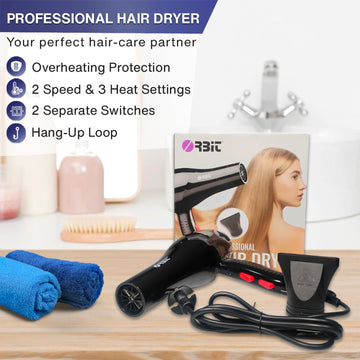 Orbit Professional Electric Hair Dryer with Concentrator Nozzle (1 Pc) - Velora online store 