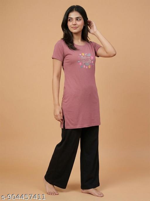 Woman Printed Half Sleeve Round Neck Long T-Shirt Pack of 2 - Velora online store 