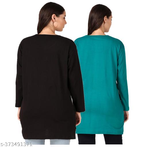  beautiful design Women Printed Polo Round Neck Cotton Blend  combo  tshirt - Velora online store 