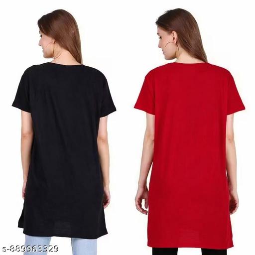 Women's Cotton Regular/Casual/Stylish/Trendy Printed Round Neck Long Polo T-shirt Half Sleeve - Velora online store 