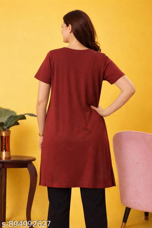 Women's Pure Cotton Long Polo Minniy DTF Print Round Neck Half Sleeve T-shirts - Velora online store 